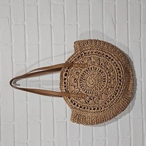 NWOT Round raffia bag